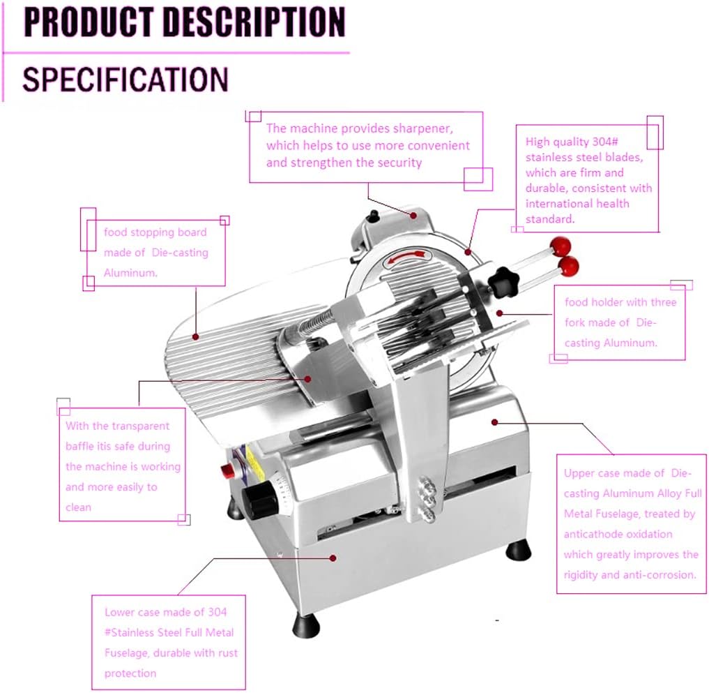 Semi-Automatic Meat Slicer Electric Deli Food Slicer-210W, Premium Carbon, Adjustable Thickness, Non-slip