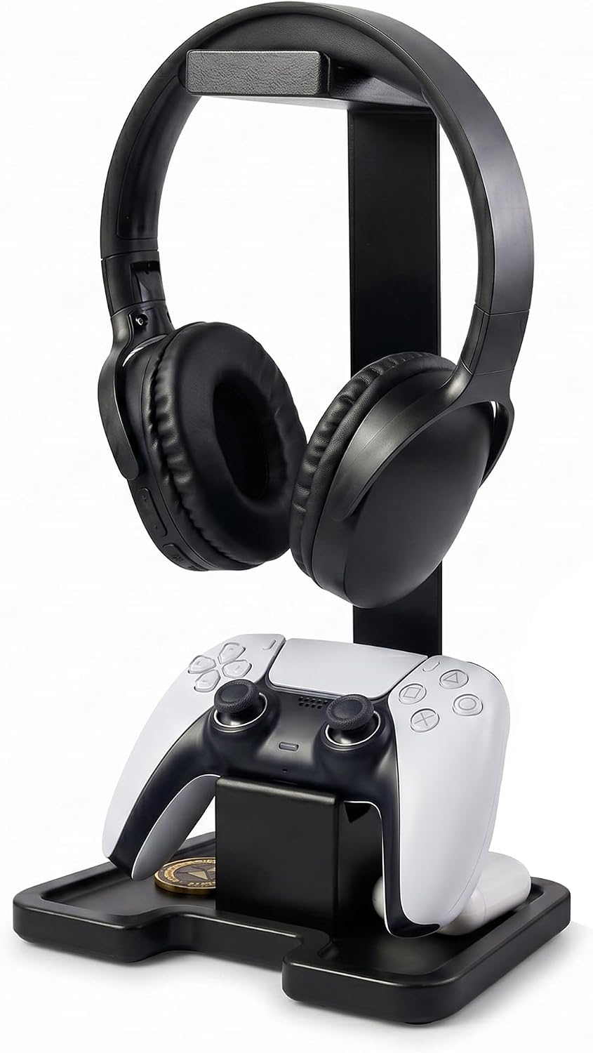 Gaming Accessories Headset Stand with Game Controller Holder & Storage Base, Stylish Gamer Gifts for Men Teenage Boy