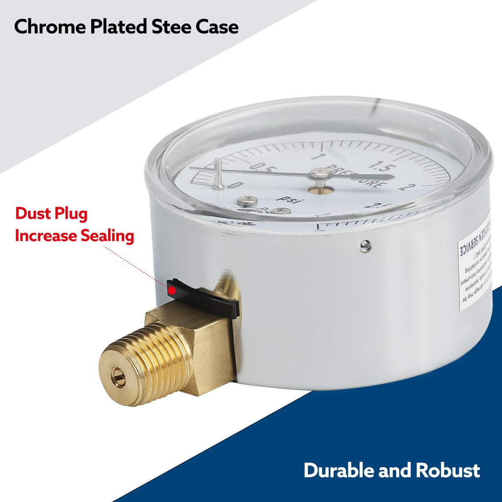 SENCTRL 0-15 Inches of Water Column Gauge, 1/4" NPT Lower Mount