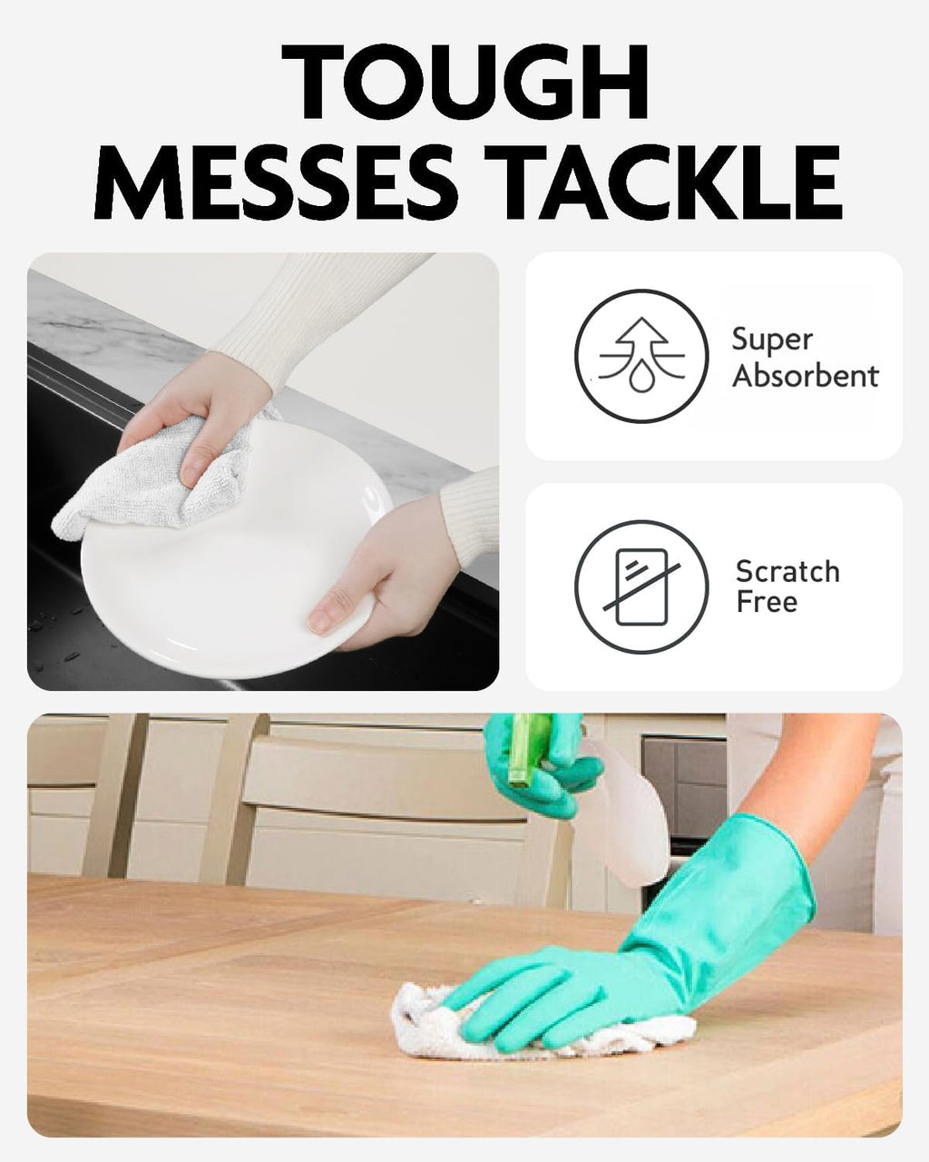 Microfiber Cleaning Cloth Roll -75 Pack, Tear Away Microfiber Towels, 12" x 12", Reusable, Washable, Scratch Free