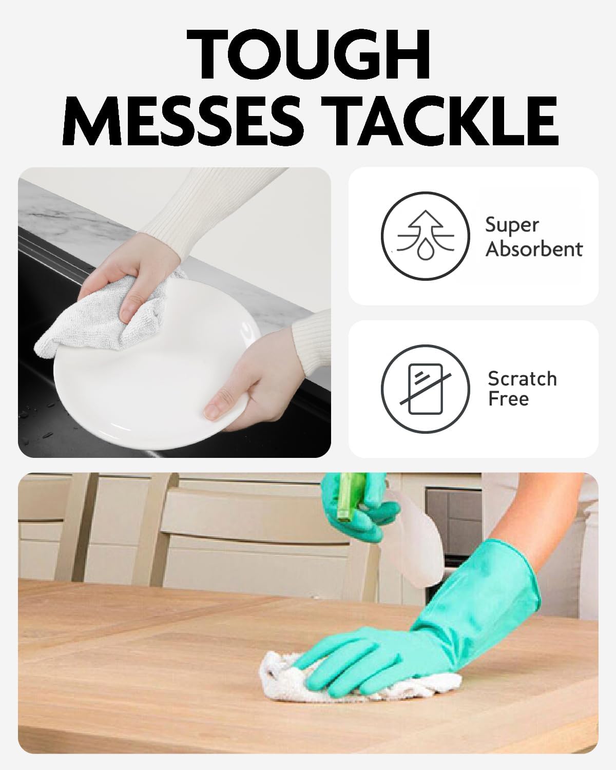 Microfiber Cleaning Cloth Roll -75 Pack, Tear Away Microfiber Towels, 12" x 12", Reusable, Washable, Scratch Free