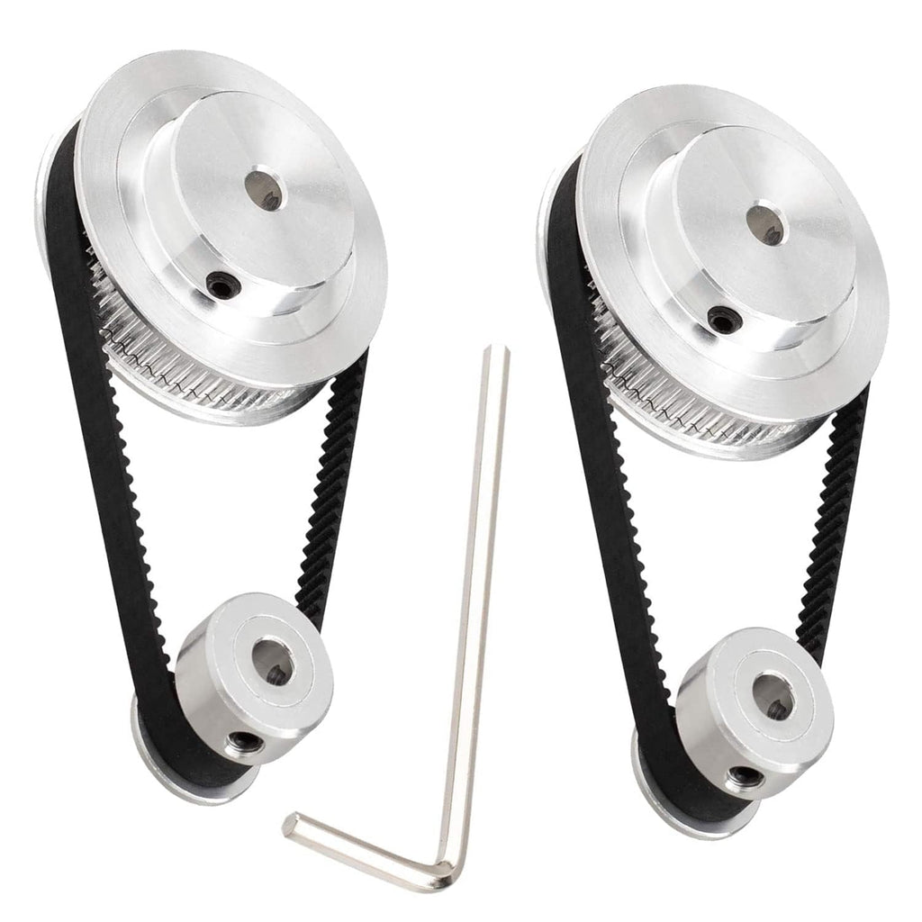 Zeelo 2PCS Set GT2 Synchronous Wheel 20&60 Teeth 10mm Bore Aluminum Timing Pulley with 2PCS Length 200mm Width 6mm Belt (20-60T-10B-6)