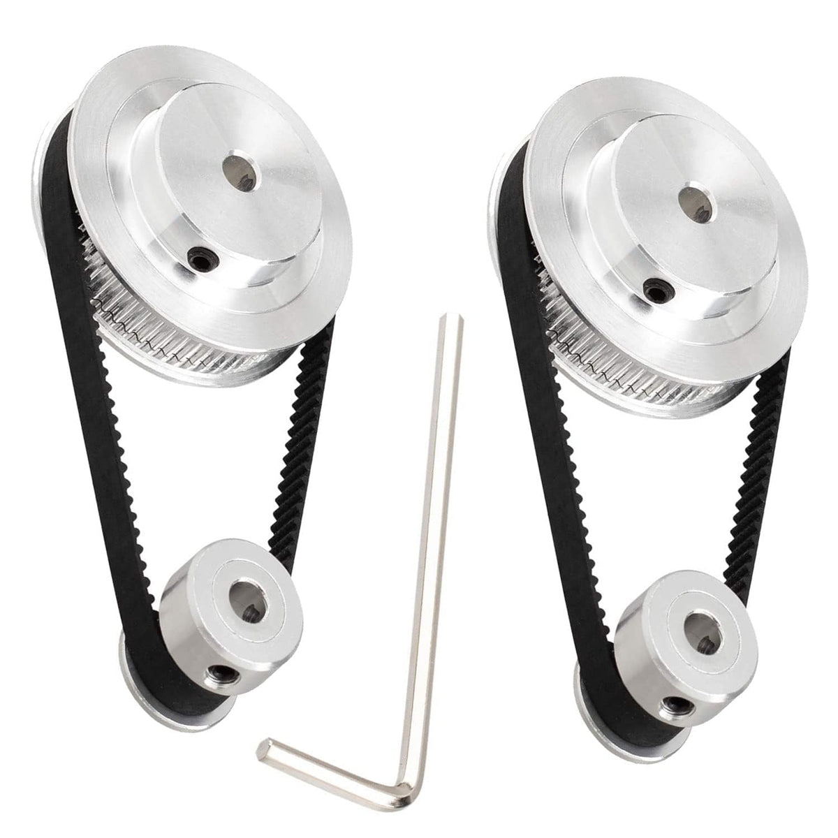 Zeelo 2PCS Set GT2 Synchronous Wheel 20&60 Teeth 10mm Bore Aluminum Timing Pulley with 2PCS Length 200mm Width 6mm Belt (20-60T-10B-6)