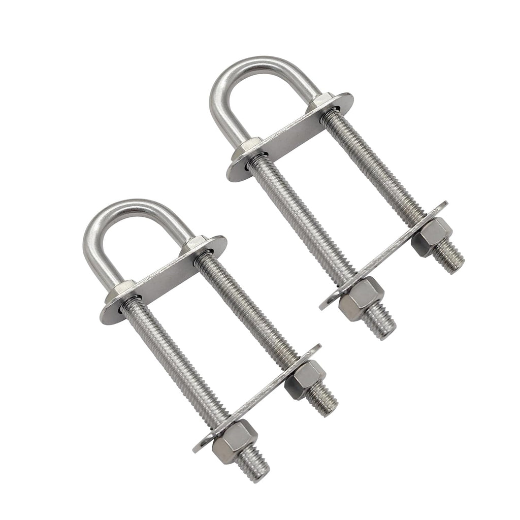 Marine Boat Stern Eye Tie Down U Bolt 3/8" Dia 3-1/2" Thread Length 2 Pack