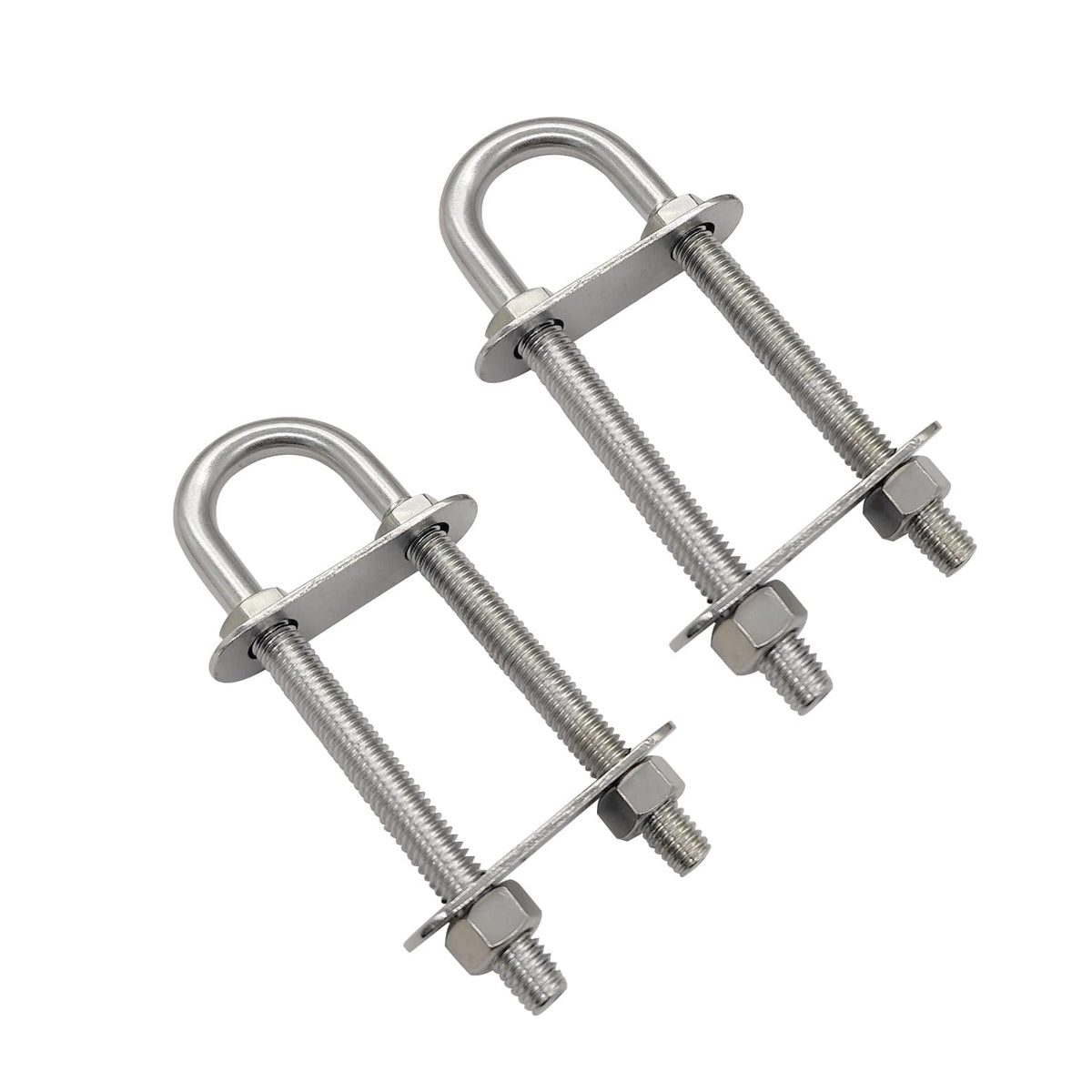 Marine Boat Stern Eye Tie Down U Bolt 3/8" Dia 3-1/2" Thread Length 2 Pack