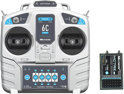 Microzone 6C-MINI 2.4GHz 6-Channel RC Transmitter with MC7RE-V2 Receiver | FHSS,PWM & SBUS Output, Built-In Antenna