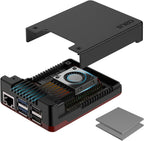 Argon NEO 5 Aluminum Case for Raspberry Pi 5 - Built-in Fan (BRED)