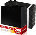 200P Large Plastic Gift Bags with Handles,16x6x12 Black Plastic Bags