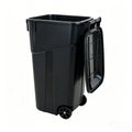 32 Gallon Wheeled Outdoor Garbage Can, Black Large Capacity Garbage Bin with Lid, Attached Snap Lock Lid and