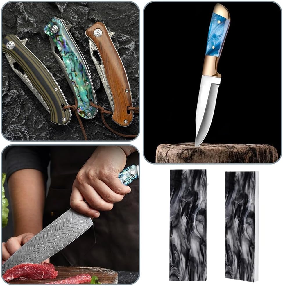 2Pcs Marble Pattern Knife Handle Scale Slabs Grips, Acrylic Knives Handle Custom DIY Material Tool for Knife Making
