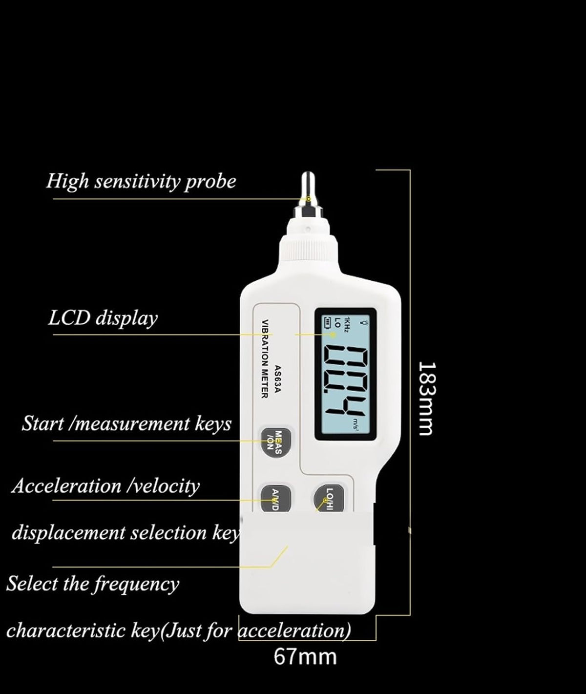 Vibration Meter,Digital Vibration Meters LCD Black Light High Precision Handheld Vibration Tester Gauge