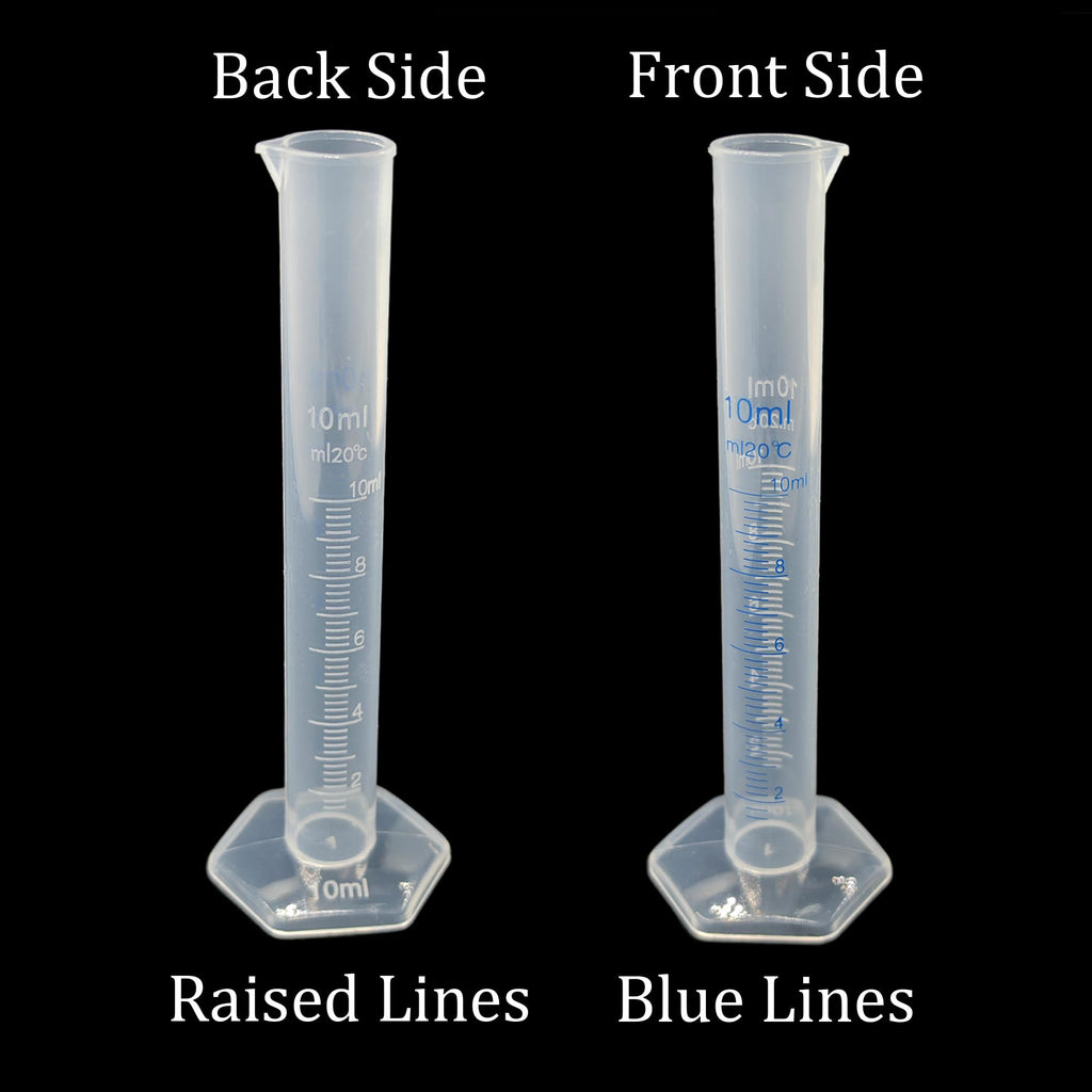 5PCS 10ml Measuring Cylinder, Plastic Transparent Graduated Cylinder, Science Test Tube Flask, 2-Sided Bule Measuring
