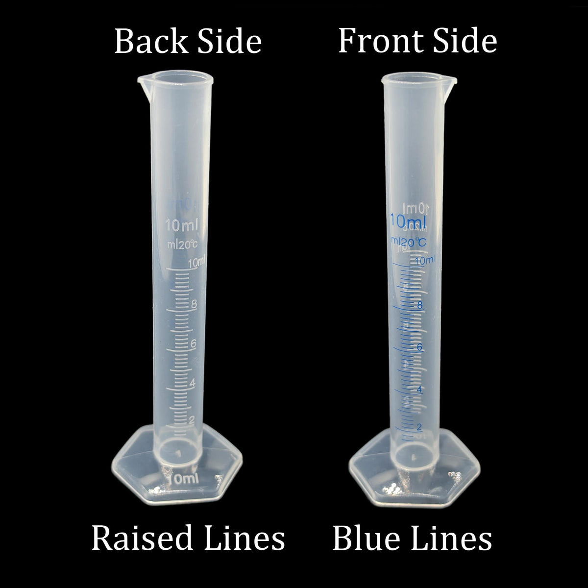 5PCS 10ml Measuring Cylinder, Plastic Transparent Graduated Cylinder, Science Test Tube Flask, 2-Sided Bule Measuring