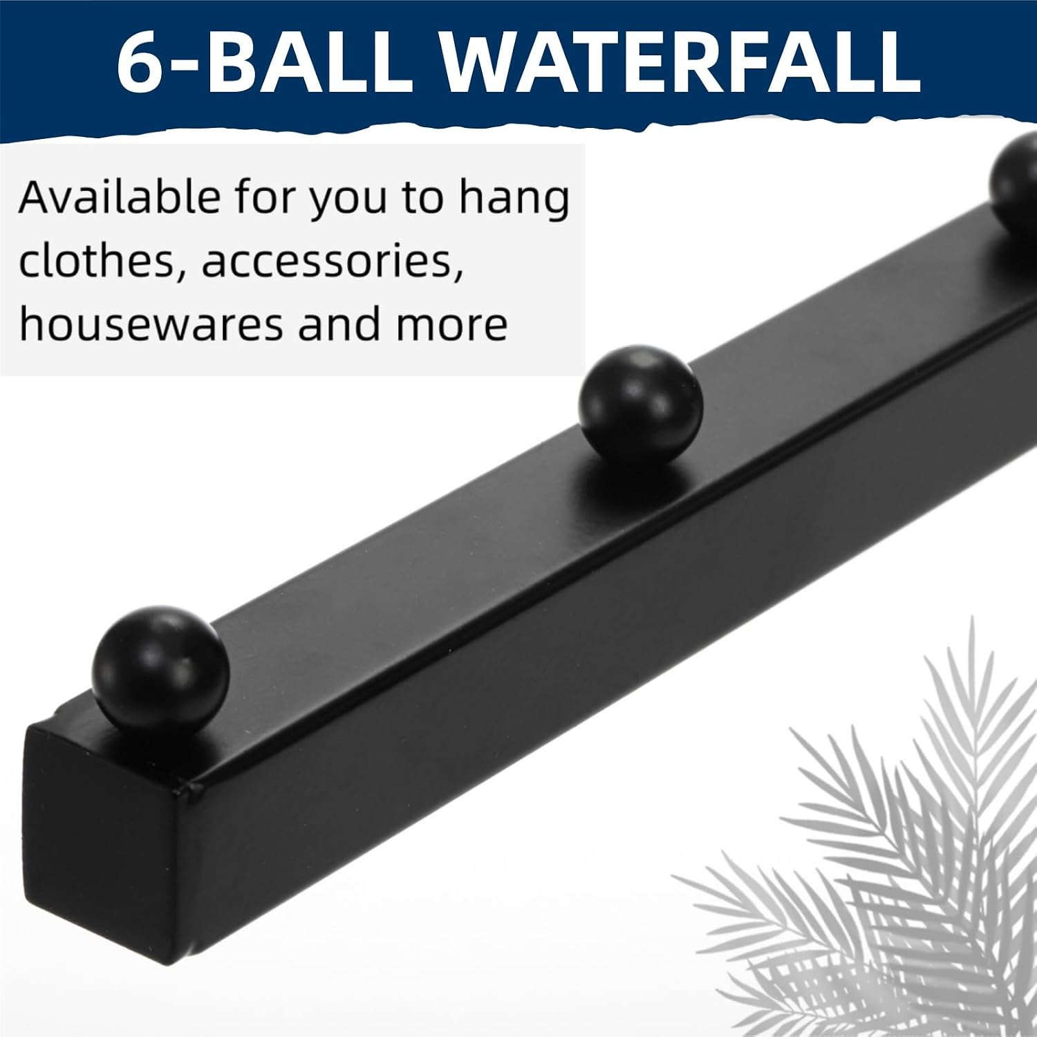 6 Pack 6 Ball Waterfall Hooks for Grid Wall, 15.8 Inch | Waterfall Hook Hangers, Black Gridwall Hooks, Heavy Duty