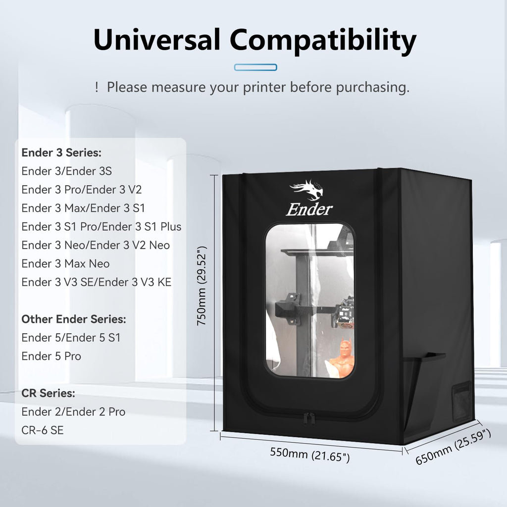 Official 3D Printer Enclosure with Fan Interface, 550 * 650 * 750mm Fireproof Dustproof Constant Temperature