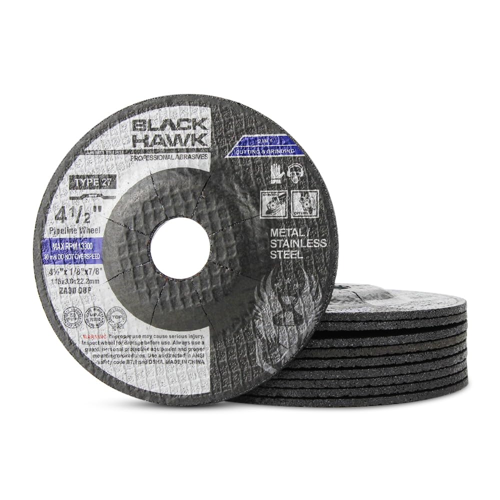 BHA 4-1/2 x 1/8 x 7/8 Pipeline Wheels, Cut and Grind, Combo Disc - 10 Pack