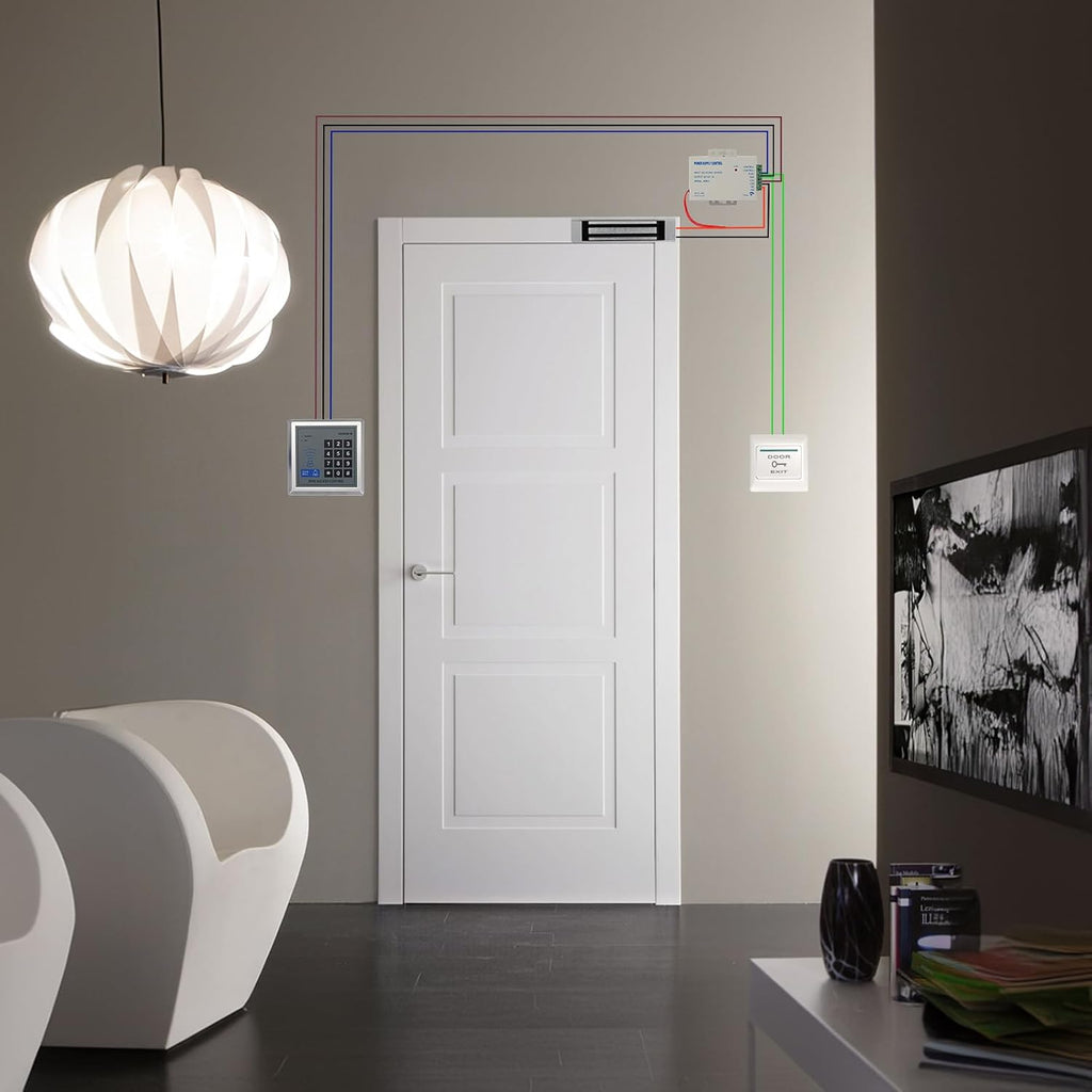 RFID Door Access Control System Kit 280kg Electric Magnetic Lock | 620LB Holding Force, 110-240V AC to 12VDC 3A 36W