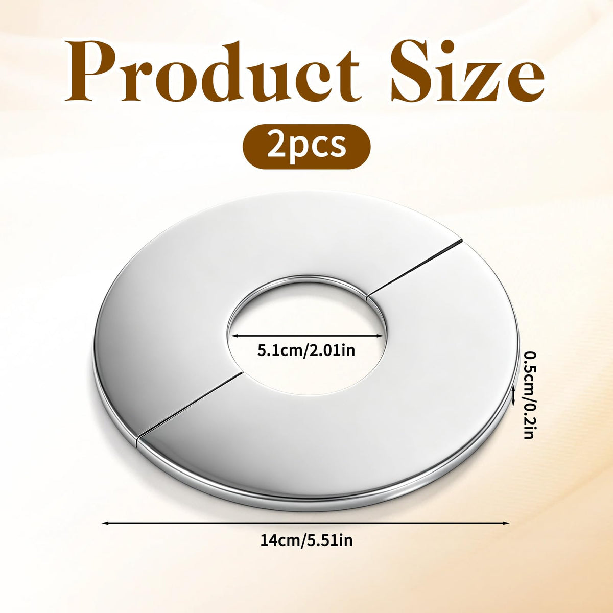 2 Pack Escutcheon Plate 2 Inch, Self-Adhesive Wall Split Flange