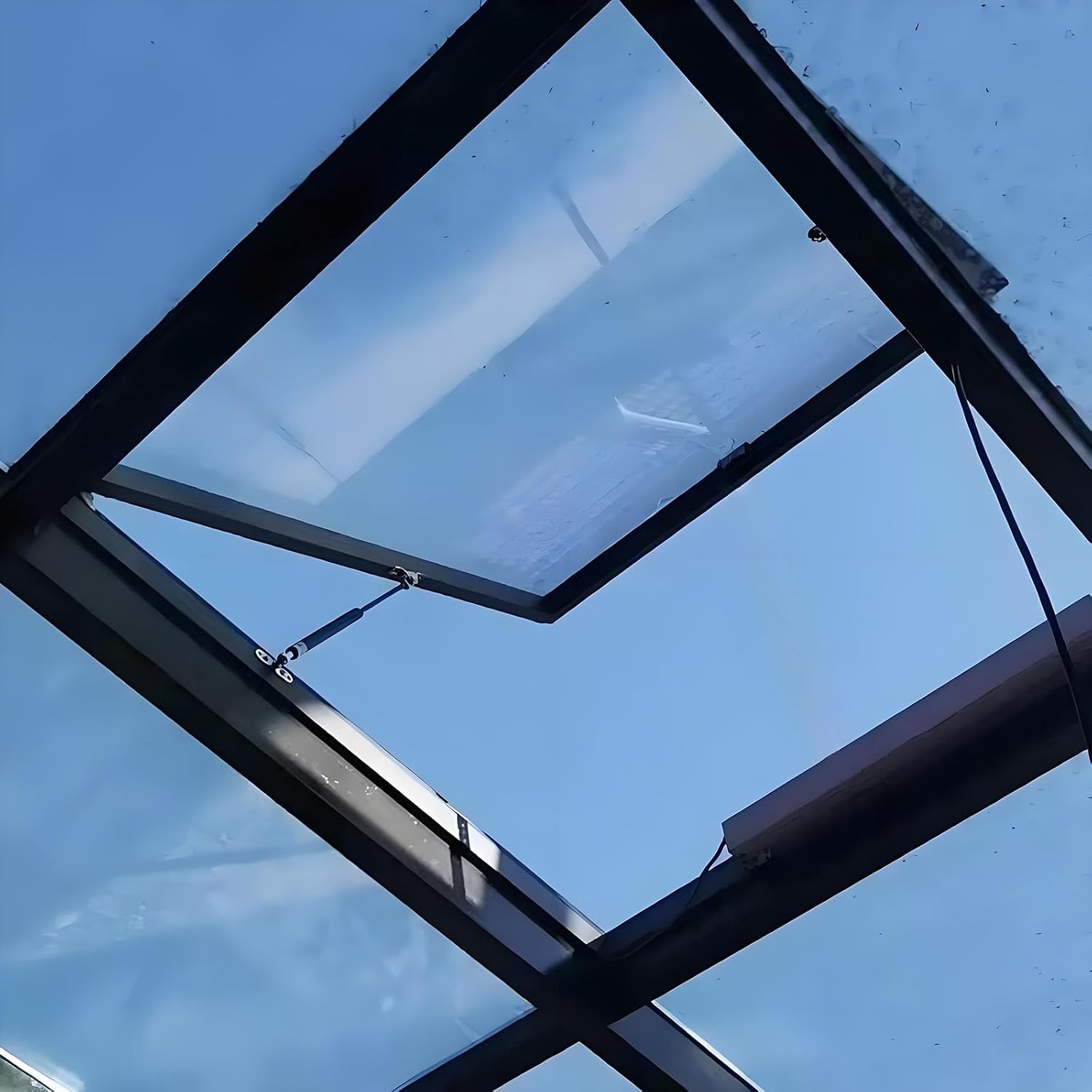 39x22 Sun Room Skylight Roof Window, Aluminum Roof Access Hatc with Double-Panel Tempered Glass, Sealing Strips