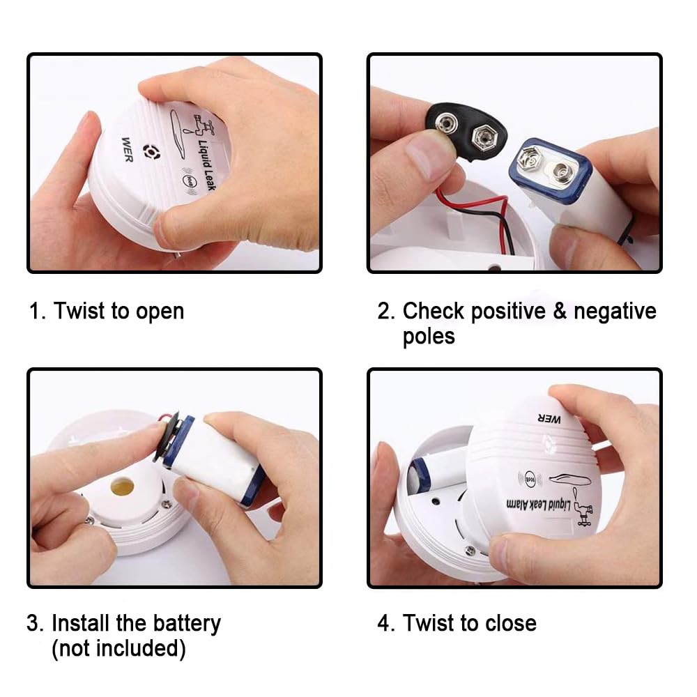90dB High-Sensitivity Water Leak Alarm, Liquid Overflow Detector Sensor