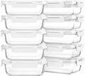 10 Pack,22 oz Glass Food Storage Containers with lids, White