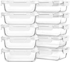 10 Pack,22 oz Glass Food Storage Containers with lids, White