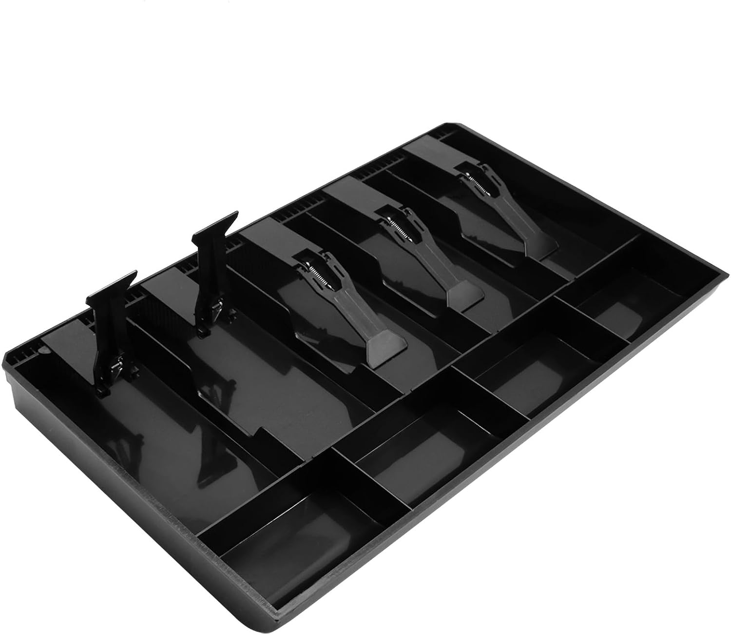 Cash Register Drawer Insert Tray Organizer with 5 Bill/4 Coin Compartments for Money Storage, Black