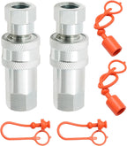 2Pcs 1/4" Hydraulic Quick Connect Coupler, ISO 5675 Hydraulic Quick Coupler, Quick Connect Coupling with Dust Caps