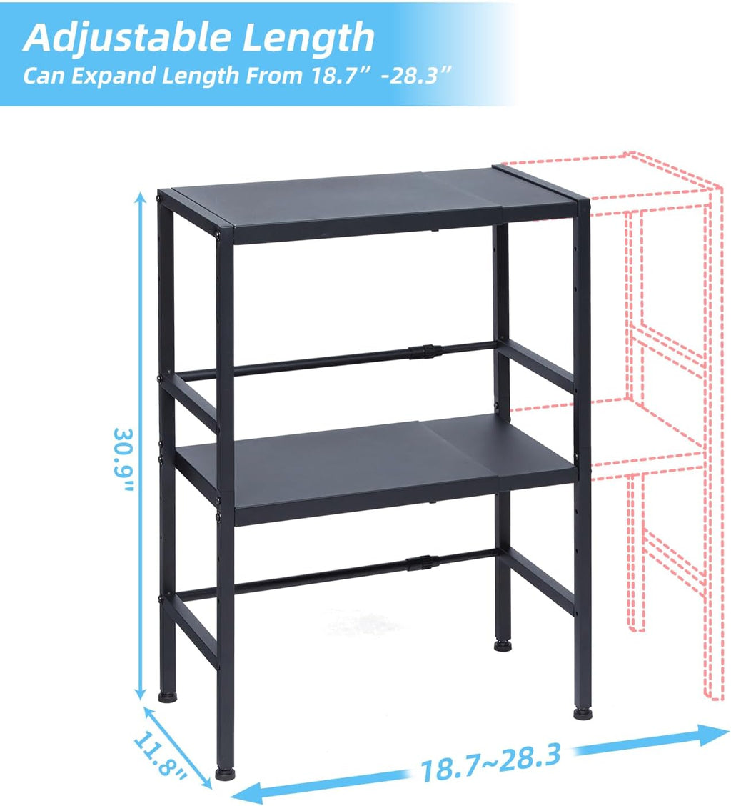 2-Tier Expandable Metal Storage Shelves, 150LBS Heavy Duty Shelving Units and Storage,Adjustable Utility Organization