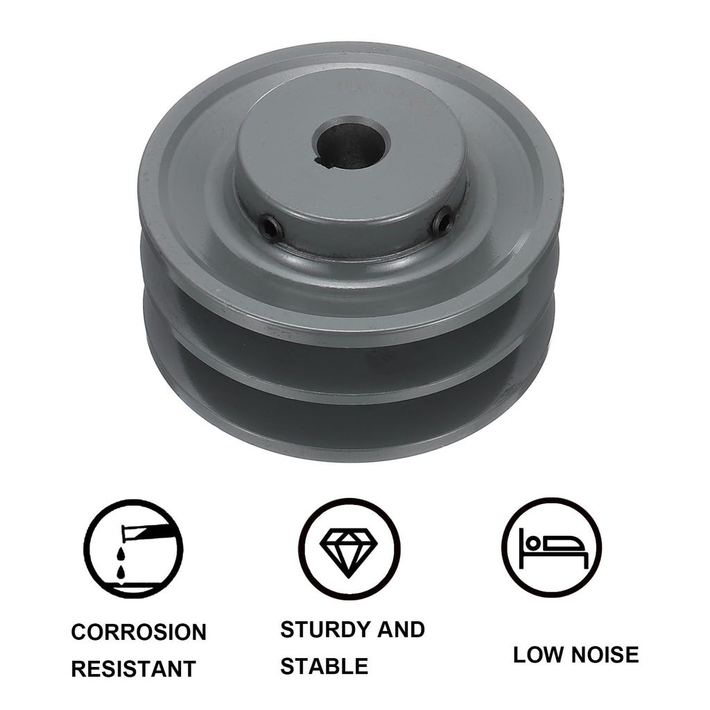 uxcell 2BK40-5/8 V-Belt Sheave 5/8"Bore 3.95"OD Double Groove Web Sheave Bored-to-Size Sheave, Cast Iron, Belt Section for 3L or B Belt