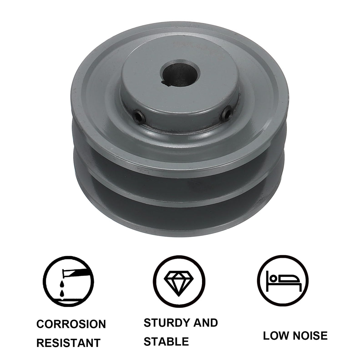 uxcell 2BK40-5/8 V-Belt Sheave 5/8"Bore 3.95"OD Double Groove Web Sheave Bored-to-Size Sheave, Cast Iron, Belt Section for 3L or B Belt