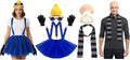 8 Pieces Halloween Costume Accessories Striped Scarf Bald Head Wig Steampunk Goggles Beanie Dress Suspenders Gloves