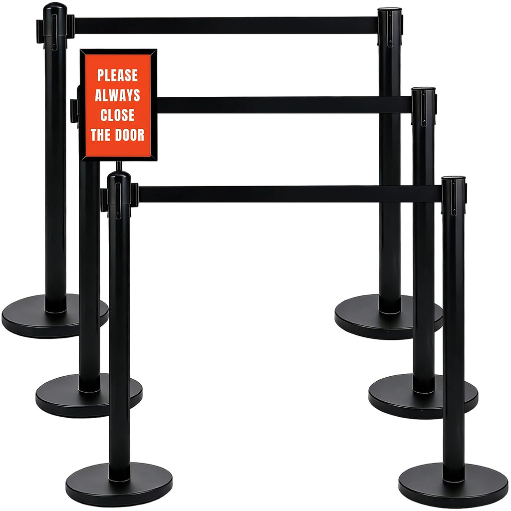 6 Pack Crowd Control Stanchions, 9.8FT Retractable Belt