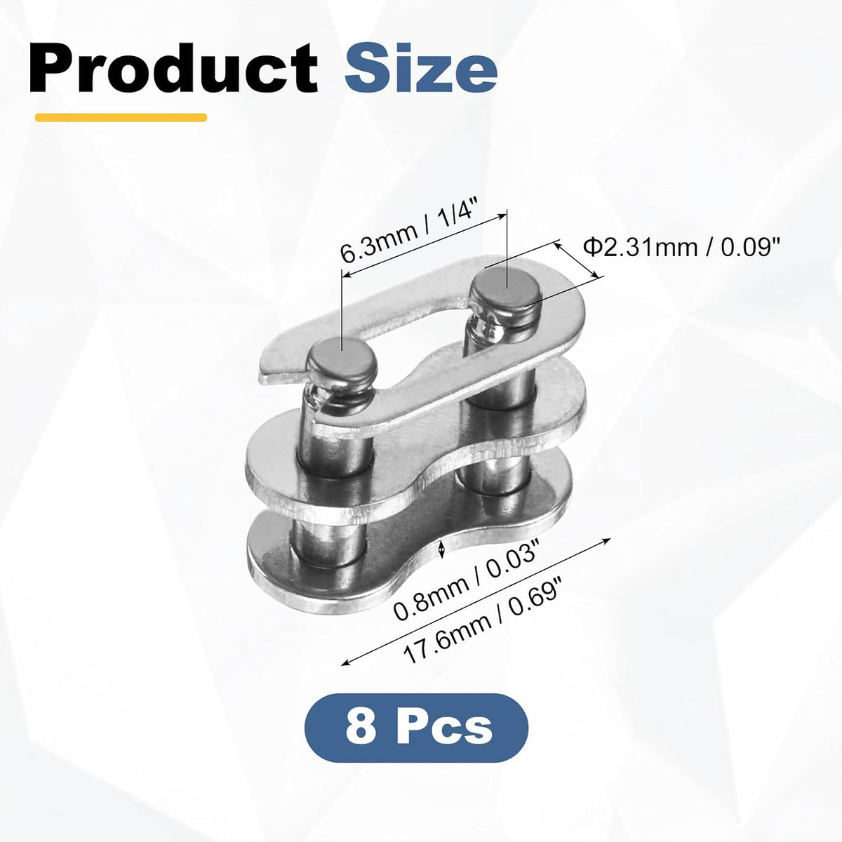 PATIKIL 8Pcs #25 Roller Chain Offset Link Full Links for 04C Chain