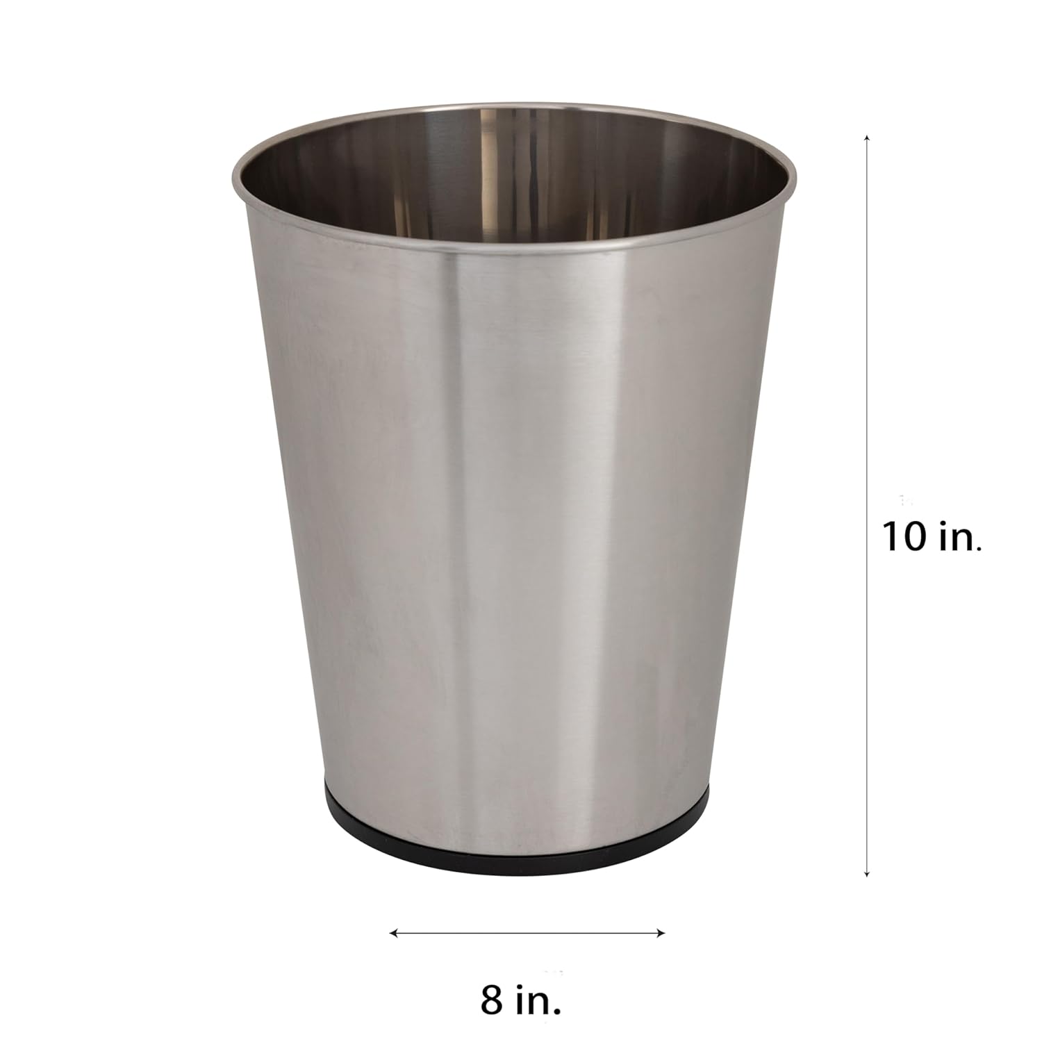 5 Liter Small Wastebasket, Stainless Steel | Compact Round Open Top Trash Can | Durable Bathroom Bedroom Dorm Office