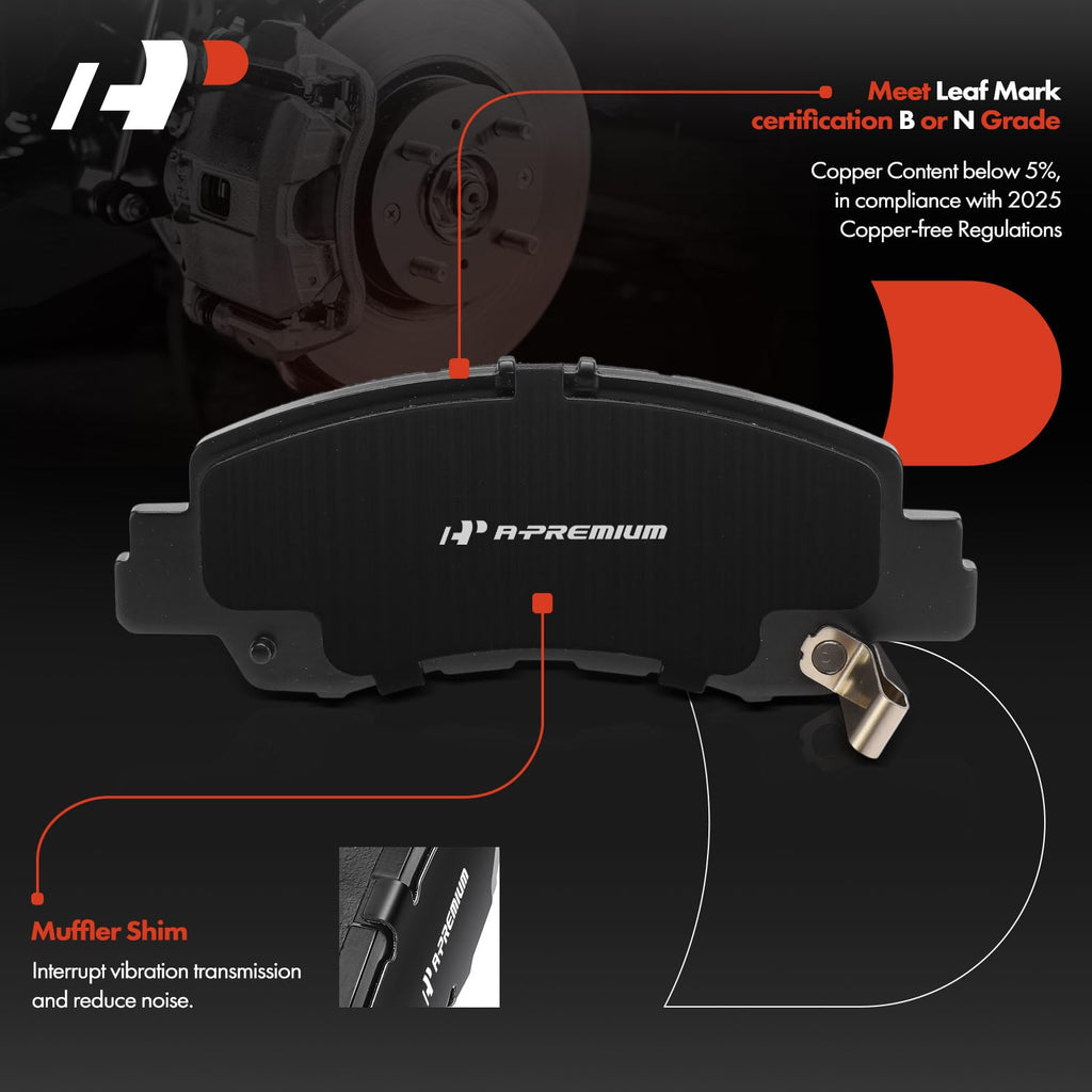 A-Premium Front Ceramic Brake Pads Compatible with Mitsubishi