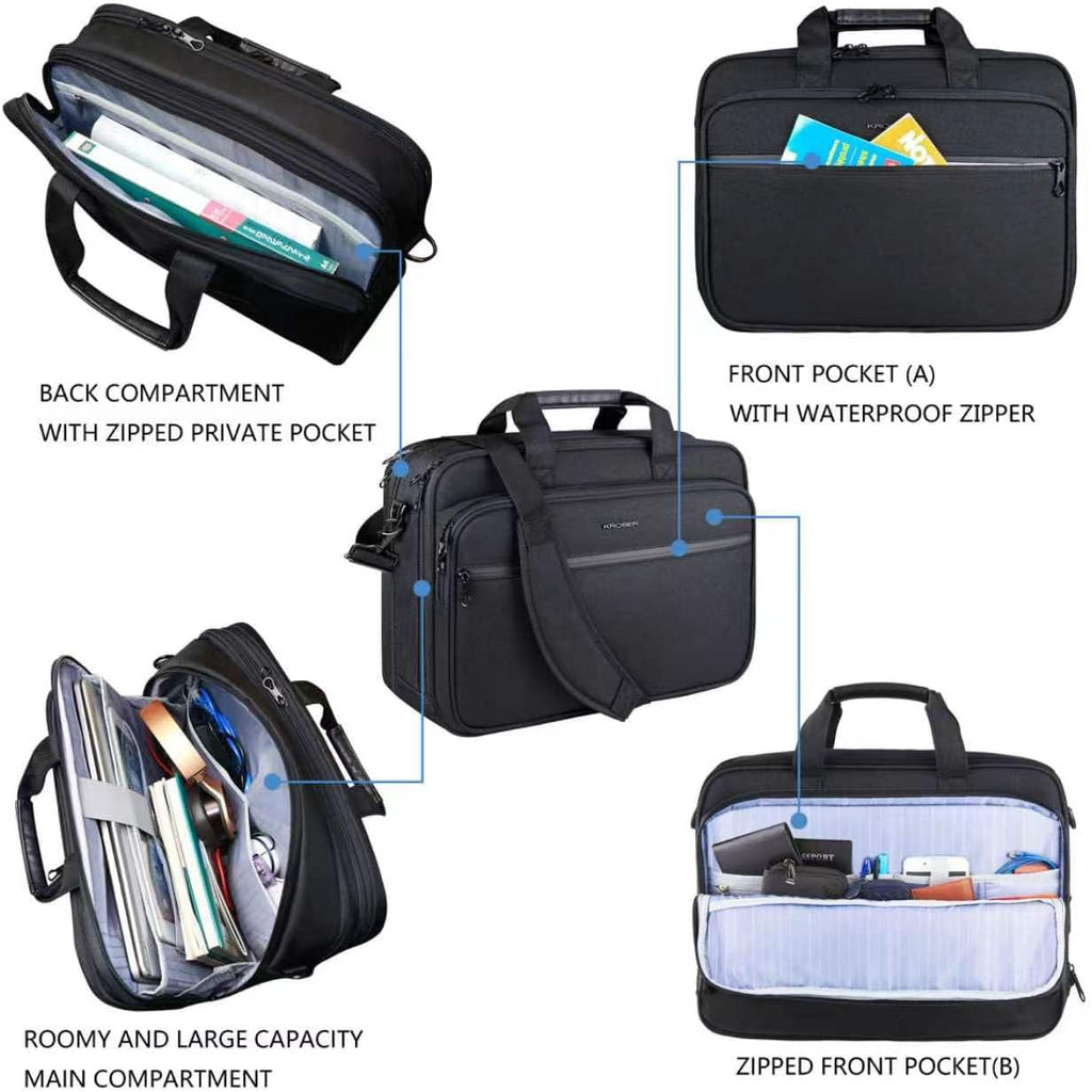 Laptop Bag Premium Laptop Briefcase Fits Up to 17.3 Inch Laptop Expandable Water-Repellent Shoulder Messenger Bag