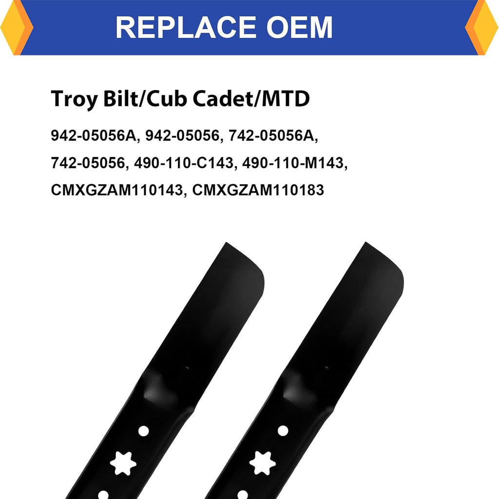 (3 Pack) Replacement Lawn Mower Medium Lift Blades for Cub Cadet Troy-Bilt MTD 942-05056a 942-05056 742-05056a, Fits RZT-L54 XT1 XT2 for 54” Deck Mower