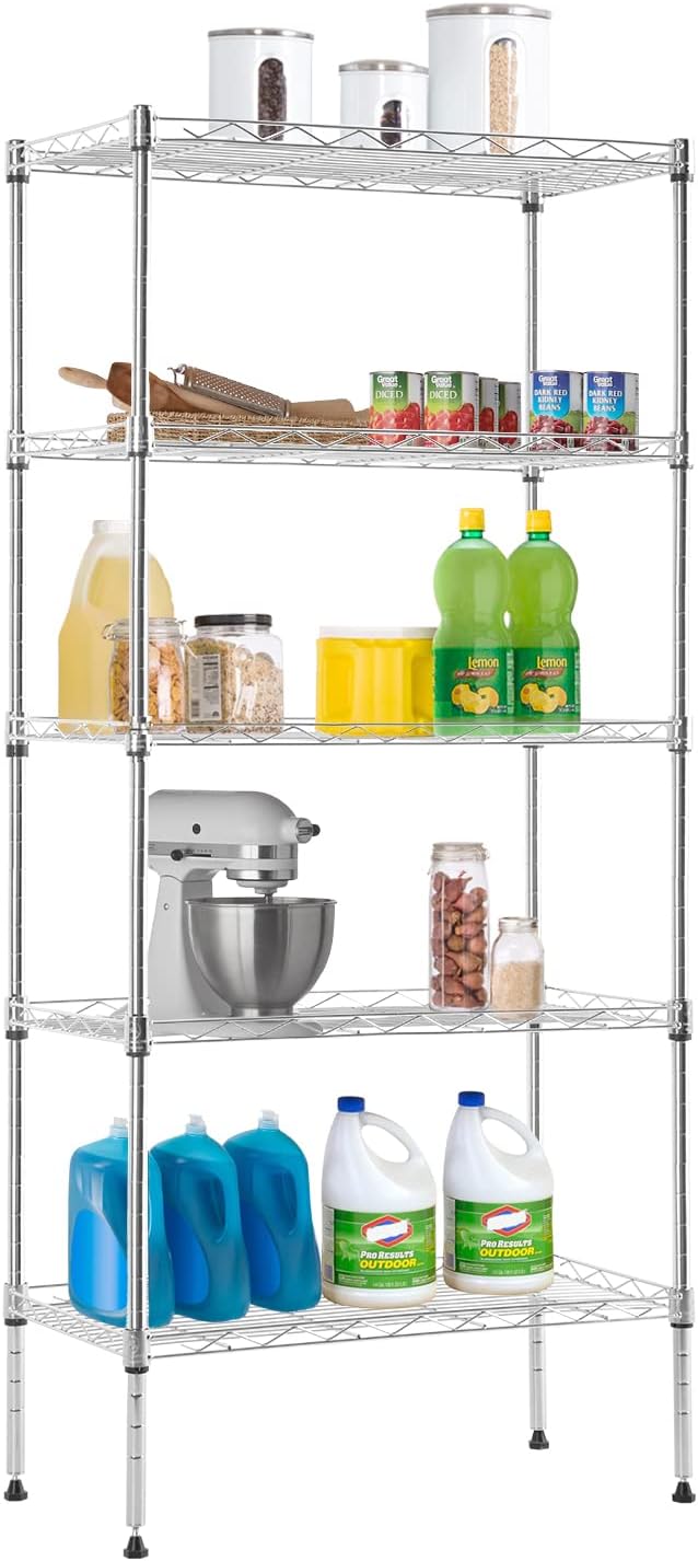 Adjustable NSF-Certified Metal Shelf Wire Shelving Unit Storage for Small Places Restaurant Garage Pantry Kitchen