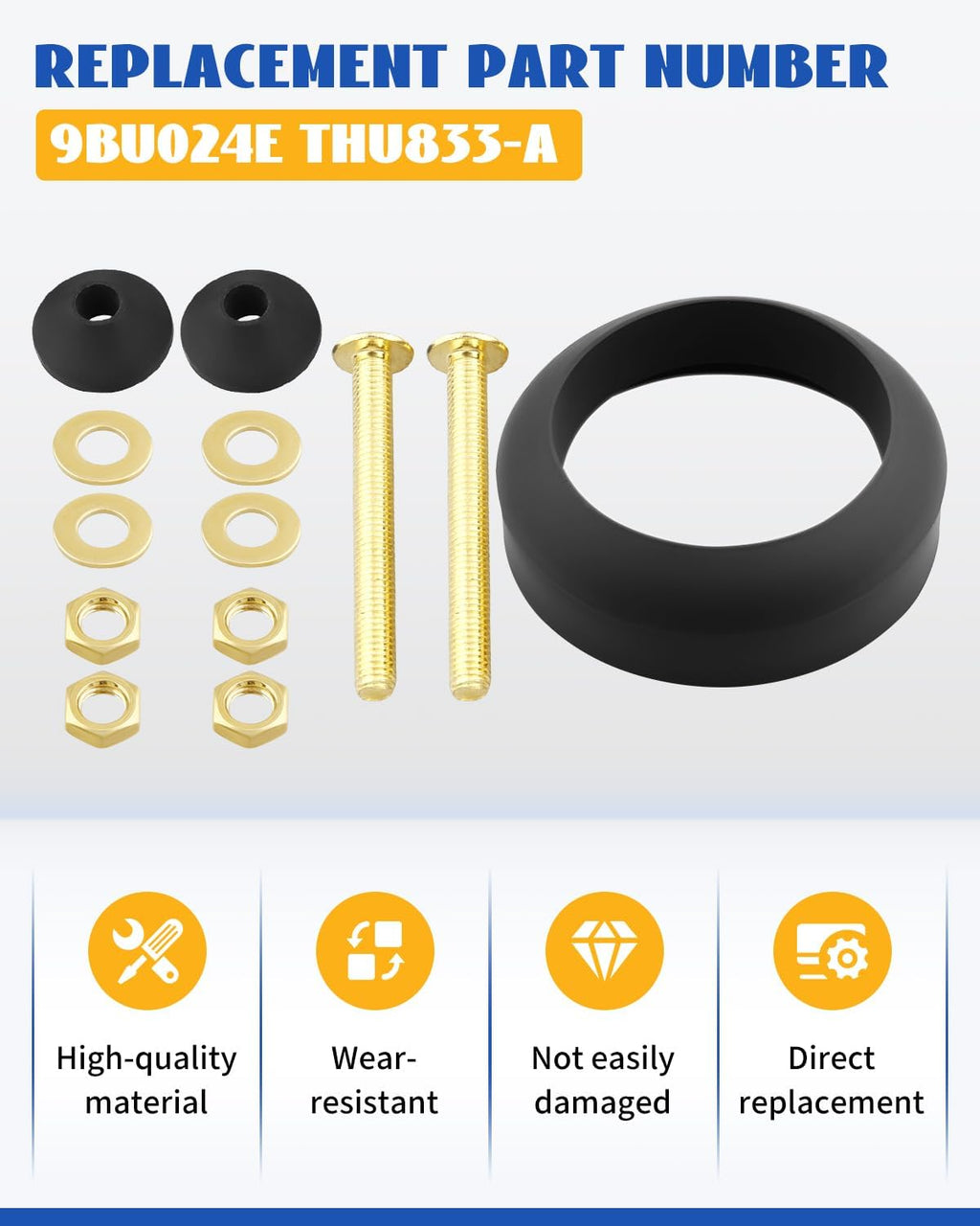 Tank to Bowl Repair Kit Include Gasket Fit for Toto Drake Toilets Two Piece Model, Fit for Eco Drake Toilets ST701 ST703 ST706 ST723 ST743 Replace 9BU024E THU833-A