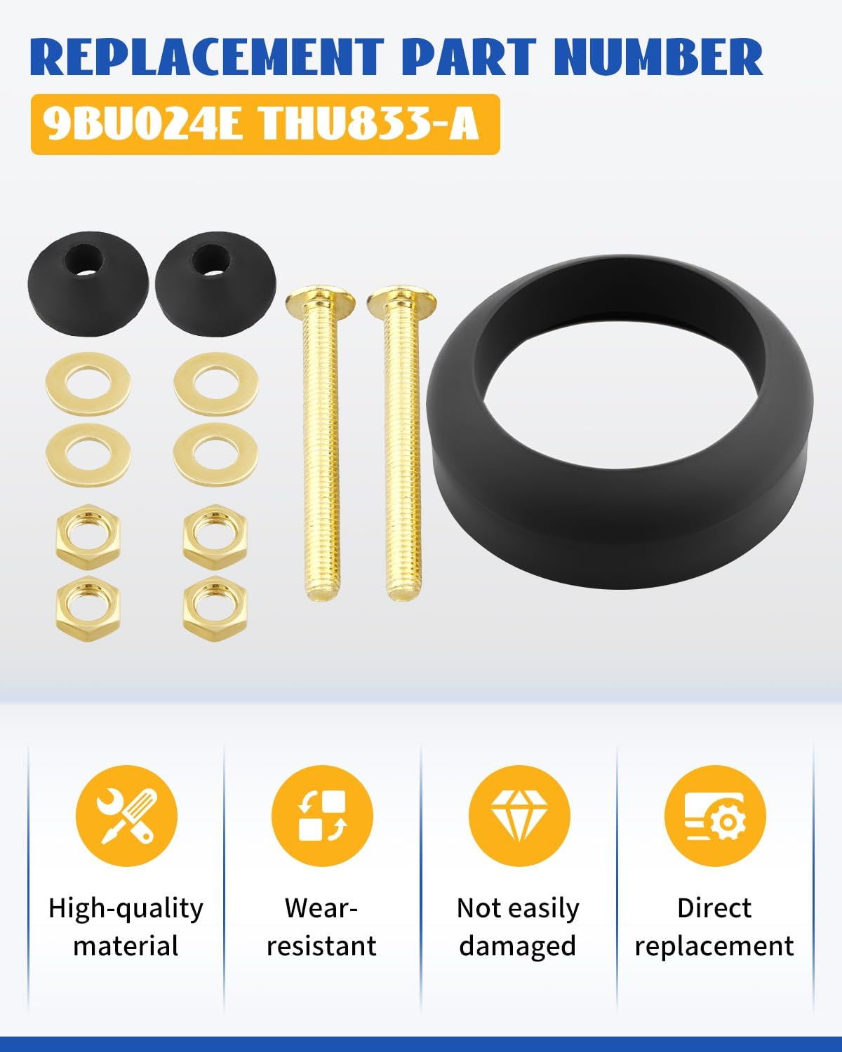 Tank to Bowl Repair Kit Include Gasket Fit for Toto Drake Toilets Two Piece Model, Fit for Eco Drake Toilets ST701 ST703 ST706 ST723 ST743 Replace 9BU024E THU833-A