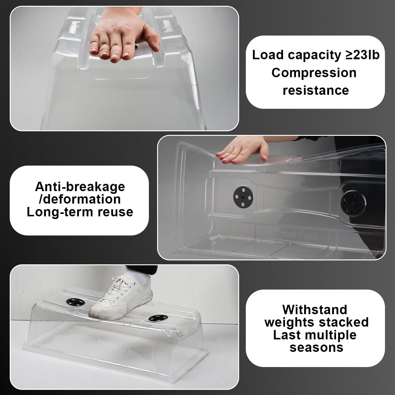 10 Pack 6.3" Tall Humidity Domes for 1020 Trays, Extra Strength Seed Starter Covers with 2 Adjustable Vents, Clear