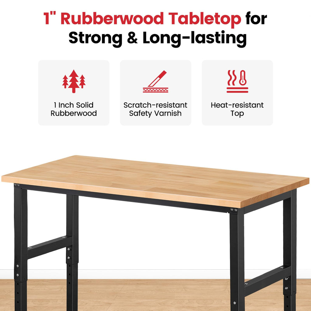 60 Inch Adjustable Height Workbench Heavy Duty Garage Work Table