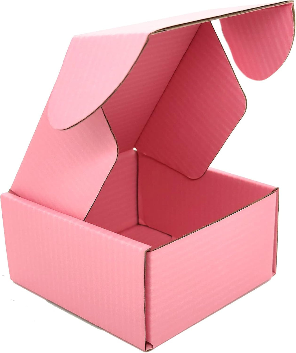 4x4x2 Shipping Boxes Set of 50, Pink Mailer Corrugated Cardboard Box