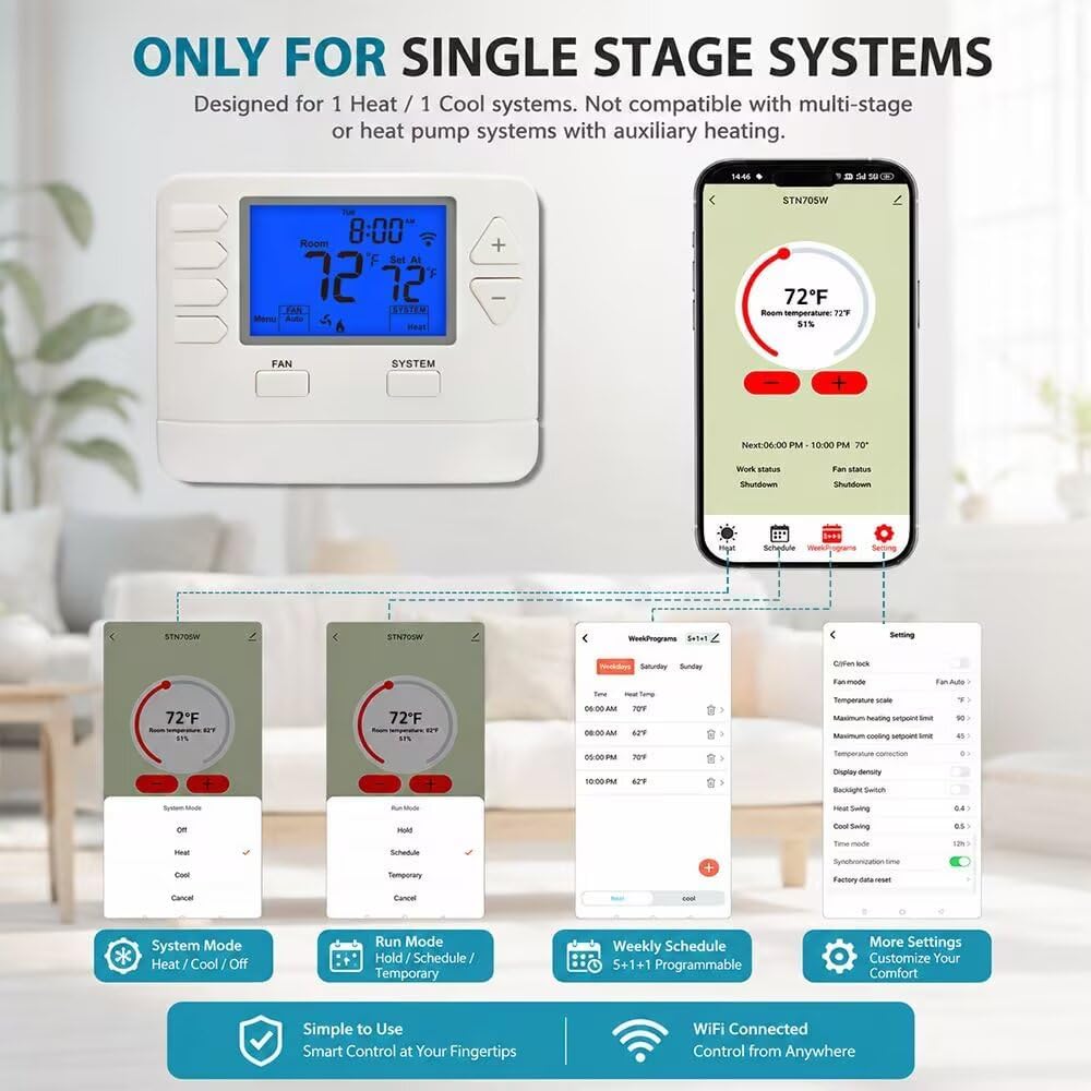 Smart WiFi Thermostat for Home with App Remote Control, Advanced Programmable Regulator for Ultimate Comfort