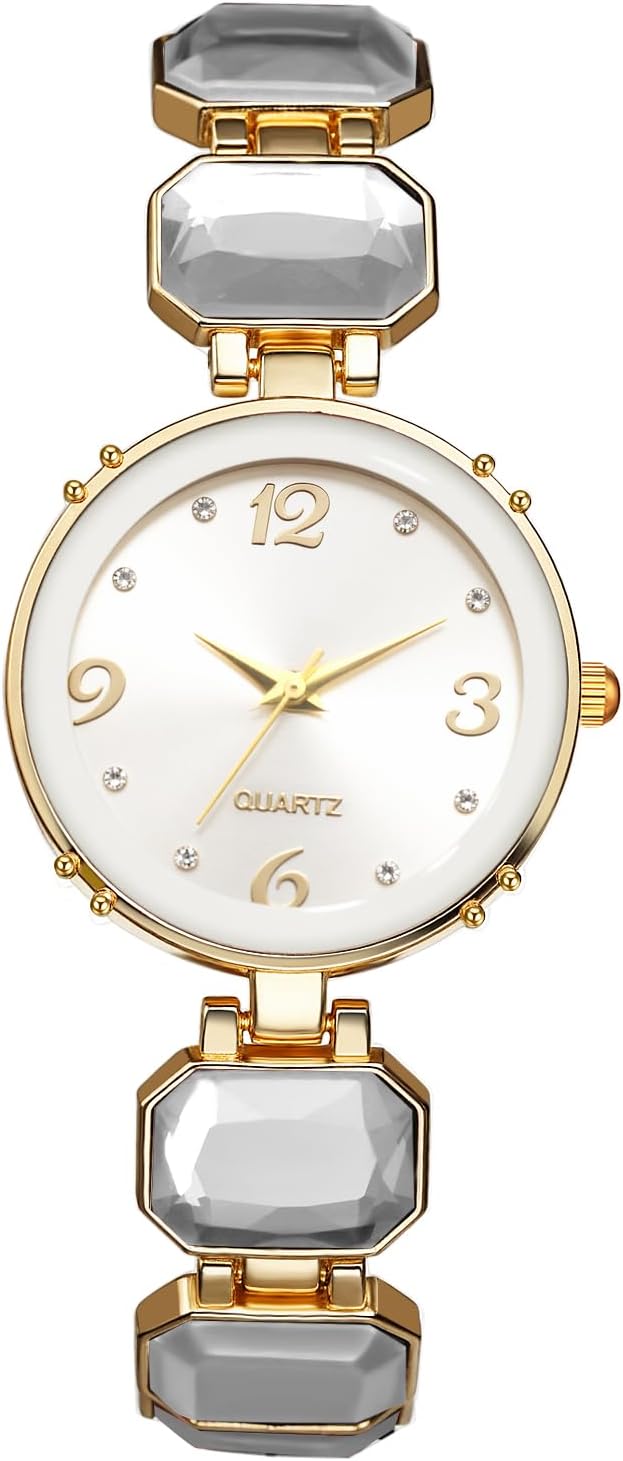 Women's Luxury Bangle Watches: Fashion Imitation Crystal Decoration Round Dial Analog Quartz Wrist Watch for Women