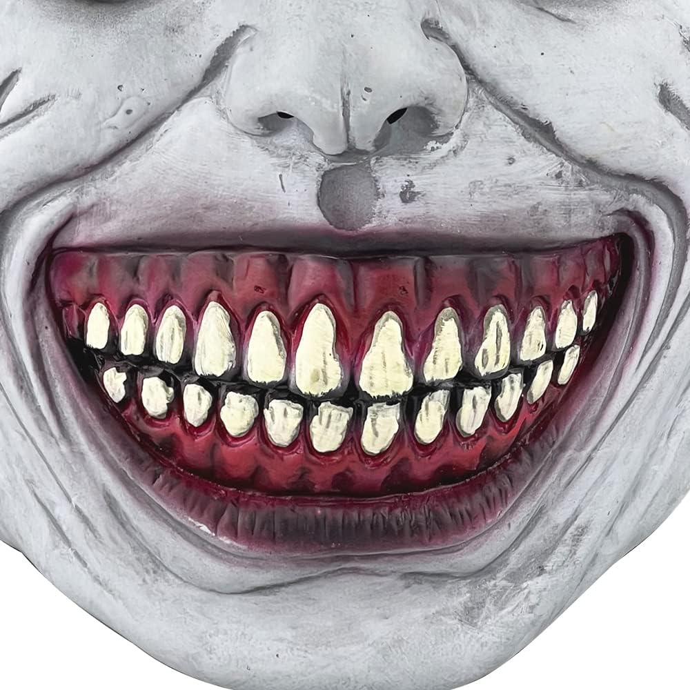 Scary Halloween Mask Smiling Demons Horror Scariest Creepy White Masks with Eye for Cosplay