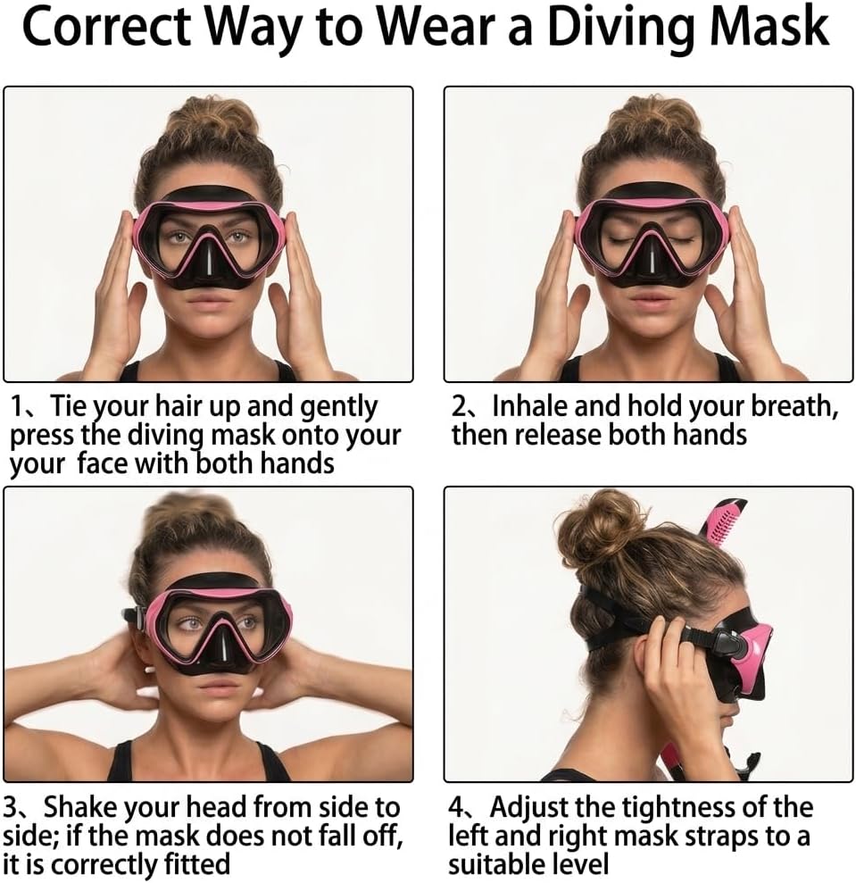 Snorkeling Gear for Adults, JRing Snorkel Mask Set with 180 Degree Tempered Glass Anti Fog Goggles Scuba Dry Top
