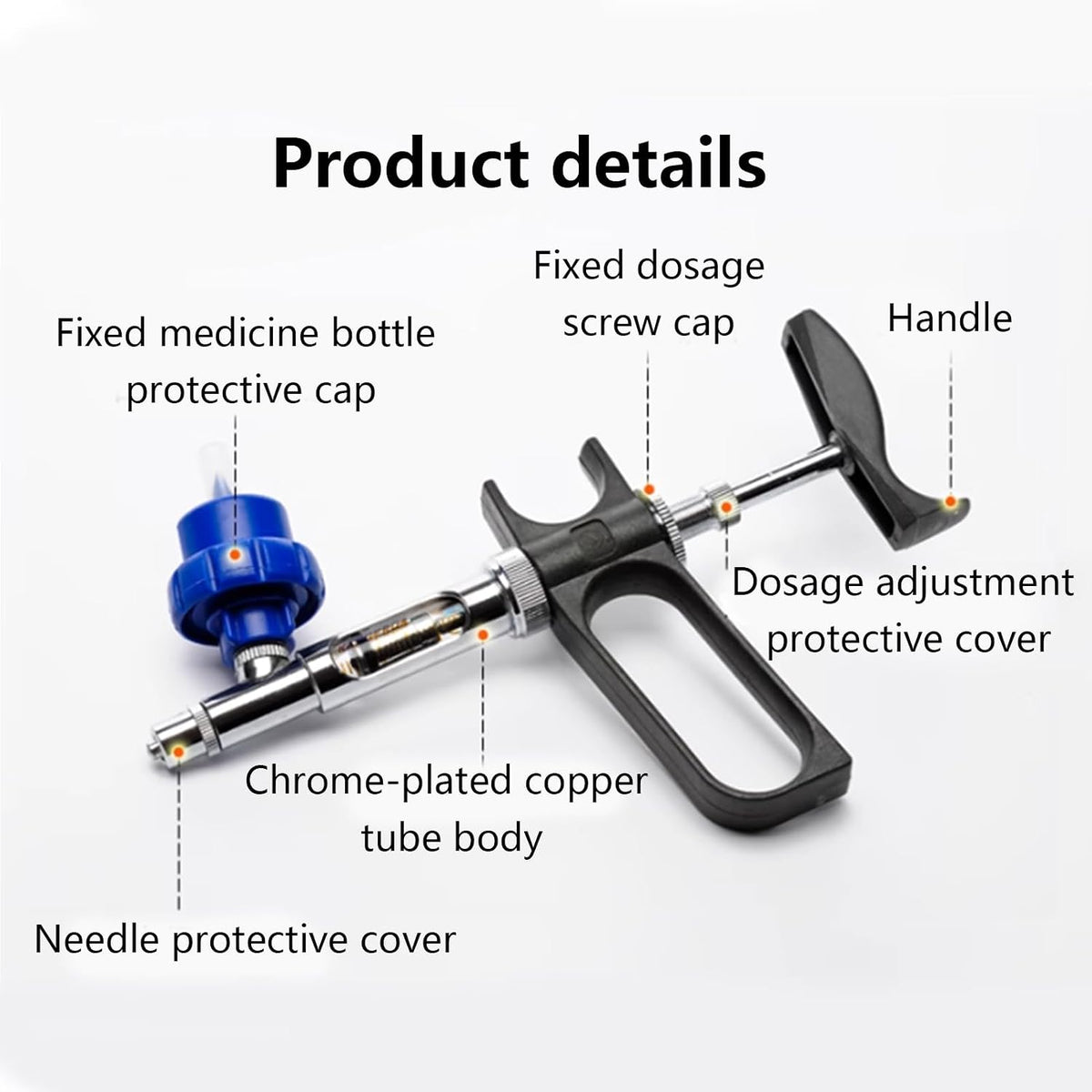 0.5-5ML Drench Gun Veterinary Adjustable Continuous Syringe, for Horse Sheep Cattle Pig Farm Equipments-Black