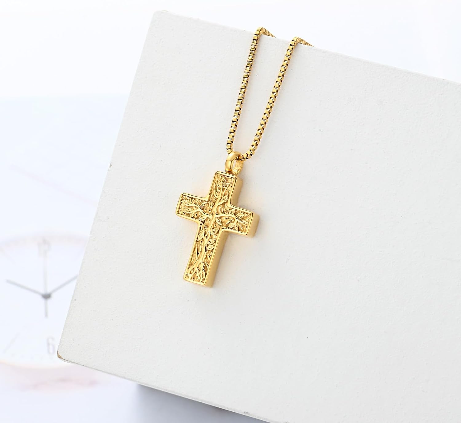 Cross Urn Necklace for Ashes for Women Men Tree of Life Cross Cremation Jewelry Keepsake Pendant for Ashes of Loved One